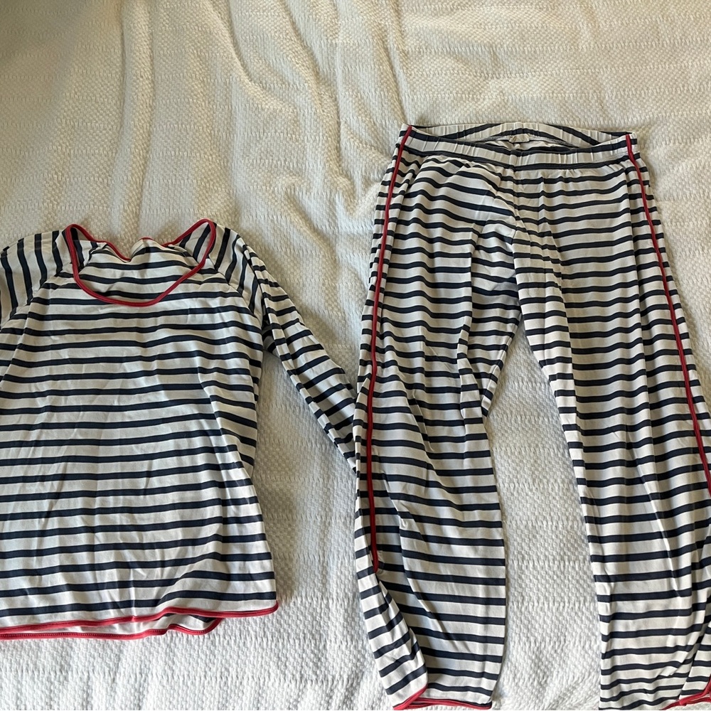 Striped Pajama Set with Red Trim